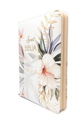 Biblia Károli közepes virágos regiszteres cipzáras