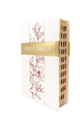 Biblia Károli közepes fehér liliom regiszteres