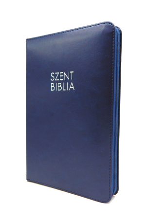 Biblia Károli közepes sötétkék regiszteres cipzáras