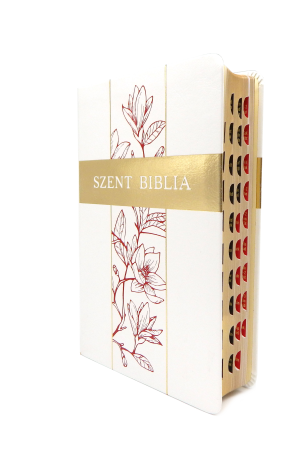 Biblia Károli közepes fehér liliom regiszteres